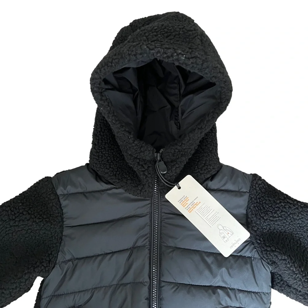 Save The Duck Derik Hooded Recycled Kids Winter Jacket Black Size 4 NWT Teddy